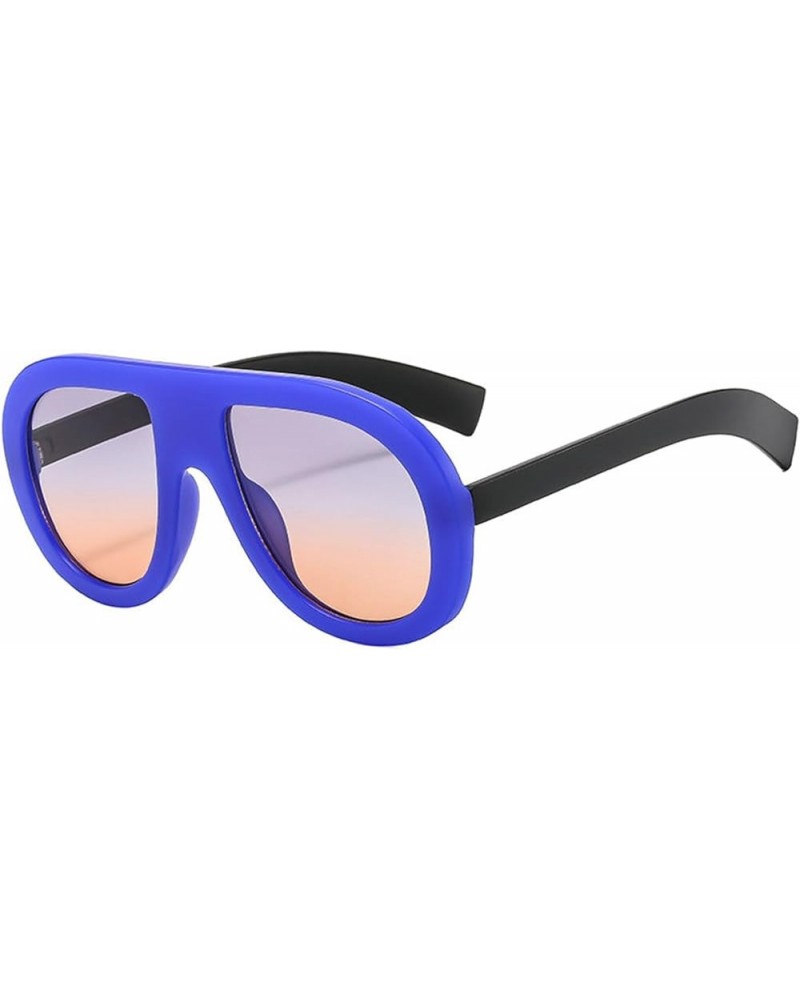 Oversized round Popular Fashion Pilot Sunglasses Women Retro Double Color Men Punk Gradient Driving Sun Glasses Blue $10.34 S...