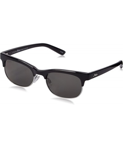 Women's Hailey Polarized Round Sunglasses Shiny Black & Shiny Silver Grey $55.35 Round