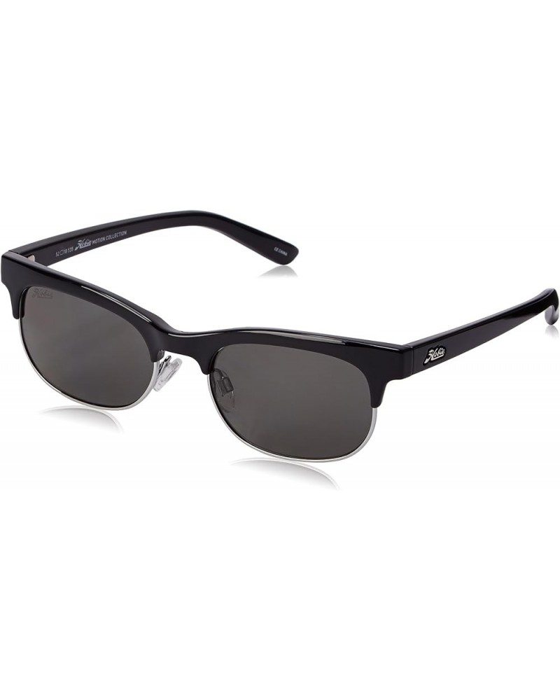 Women's Hailey Polarized Round Sunglasses Shiny Black & Shiny Silver Grey $55.35 Round