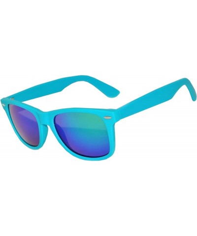 Vintage Horn Rimmed Sunglasses Womens Mens, UV Protected Mirror Lens Vintage Shades, Matte Frame Sunglasses Turquoise $8.08 R...