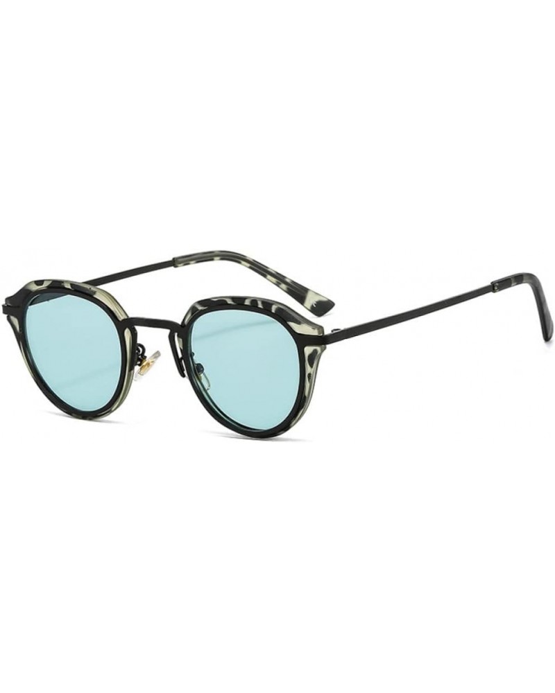 Oval Women Sunglasses Retro Candy Color Shades UV400 Men Leopard Gradient Round Sun Glasses Green Leopard Green $21.21 Rectan...