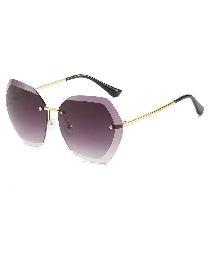 Fashionable Square Rimless Pilot Sunglasses for Women - Oversized Shades with Gradient Lens and Rivet Detail C22 $10.66 Overs...