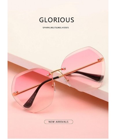 Fashionable Square Rimless Pilot Sunglasses for Women - Oversized Shades with Gradient Lens and Rivet Detail C22 $10.66 Overs...