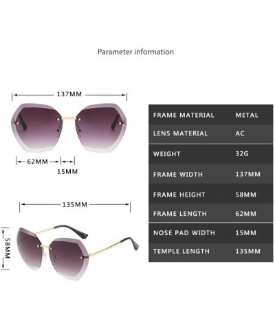 Fashionable Square Rimless Pilot Sunglasses for Women - Oversized Shades with Gradient Lens and Rivet Detail C22 $10.66 Overs...