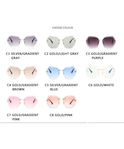 Fashionable Square Rimless Pilot Sunglasses for Women - Oversized Shades with Gradient Lens and Rivet Detail C22 $10.66 Overs...