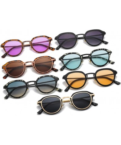 Oval Women Sunglasses Retro Candy Color Shades UV400 Men Leopard Gradient Round Sun Glasses Green Leopard Green $21.21 Rectan...