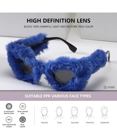 Cat Eye Sunglasses for Women Men Plush Classic Retro UV400 Sunglasses AM028 Blue/Grey $7.40 Cat Eye