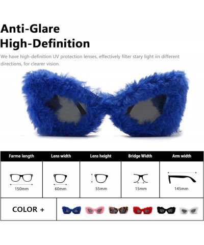 Cat Eye Sunglasses for Women Men Plush Classic Retro UV400 Sunglasses AM028 Blue/Grey $7.40 Cat Eye