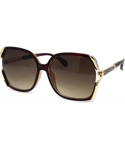 Womens Nugget Metal Glitter Jewel Arm Butterfly Designer Sunglasses Brown Gold Brown Smoke $9.69 Butterfly