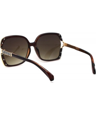 Womens Nugget Metal Glitter Jewel Arm Butterfly Designer Sunglasses Brown Gold Brown Smoke $9.69 Butterfly