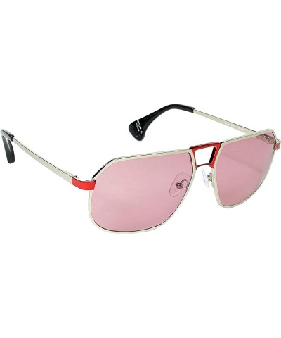 Concept 2 Aviator Sunglasses Silver & Red Oversized Red Backside Anti-Reflective $134.16 Aviator