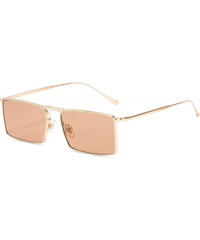 Metal Small Frame Square Men and Women Fashion Sunglasses (Color : E, Size : 1) 1 E $14.11 Designer