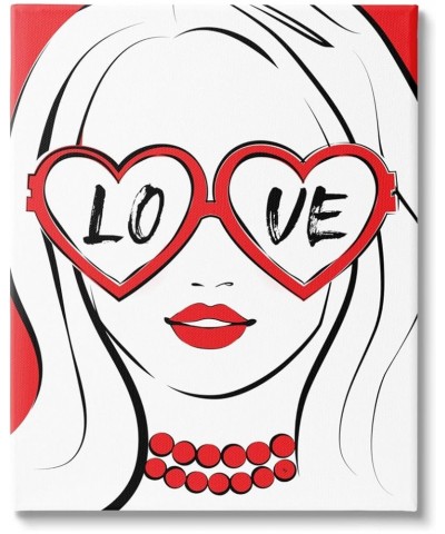 Fashionable Heart Sunglasses Love Design Trendy Woman Canvas Wall Art, Design by Martina Pavlova Gallery Wrapped Canvas 36 x ...