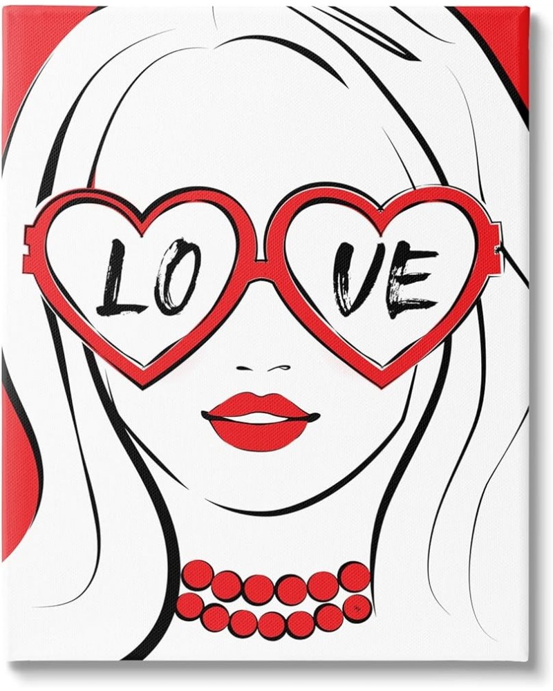 Fashionable Heart Sunglasses Love Design Trendy Woman Canvas Wall Art, Design by Martina Pavlova Gallery Wrapped Canvas 36 x ...