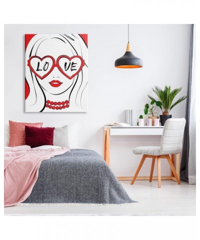 Fashionable Heart Sunglasses Love Design Trendy Woman Canvas Wall Art, Design by Martina Pavlova Gallery Wrapped Canvas 36 x ...