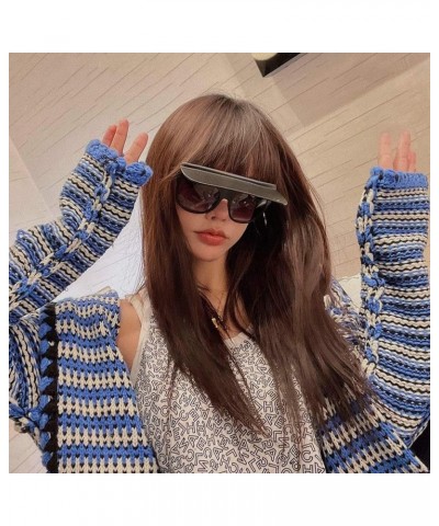 One Piece Square Sunglasses 2021 Women Men Oversized Sun Shades Glasses Luxury Girl Flip Sun Glasses Eyewear Black $10.04 Ove...