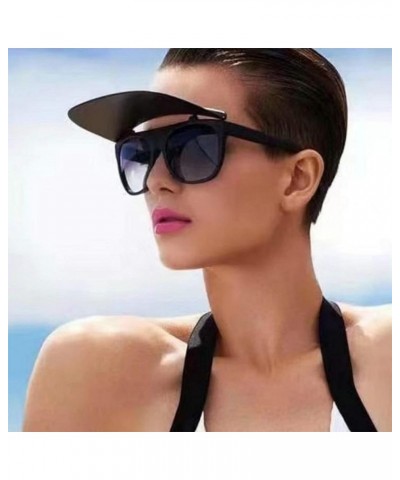 One Piece Square Sunglasses 2021 Women Men Oversized Sun Shades Glasses Luxury Girl Flip Sun Glasses Eyewear Black $10.04 Ove...