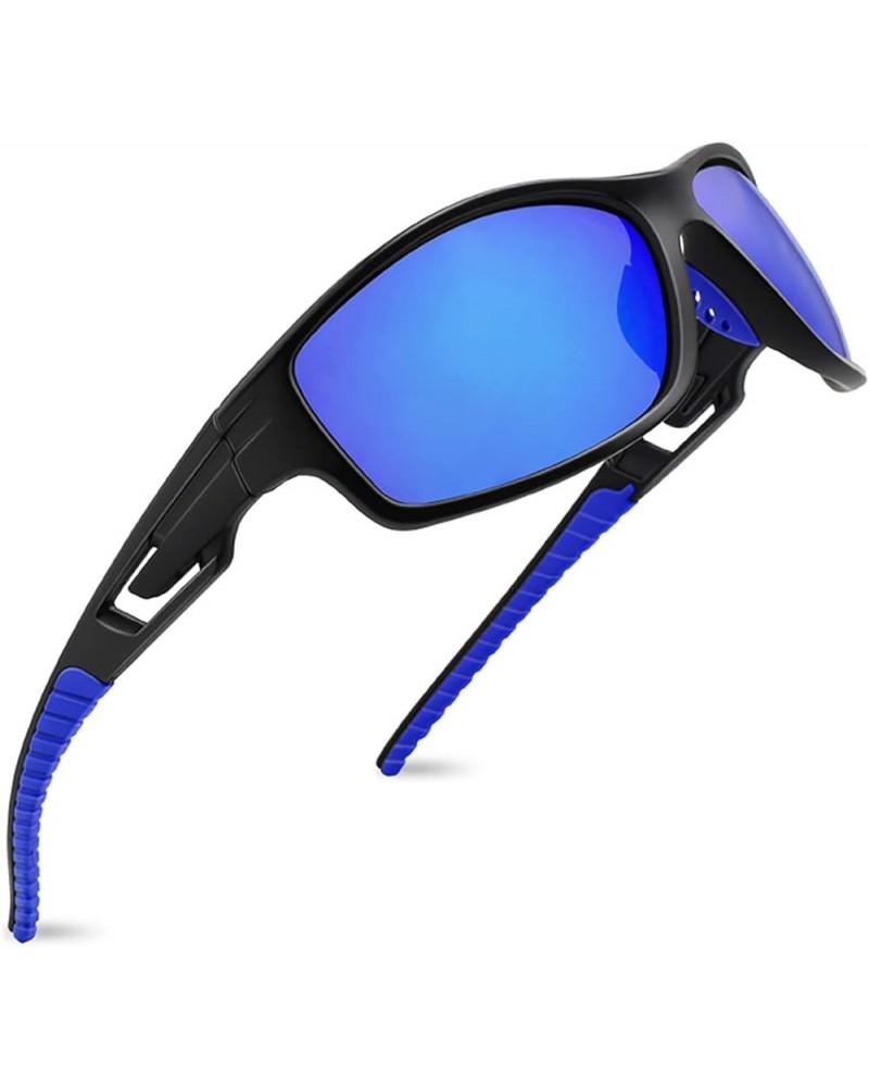 Polarized Sports Sunglasses for Men Women Tr90 Frame for Running Fishing Baseball Driving MJ8013 Black/Blue $8.80 Rectangular