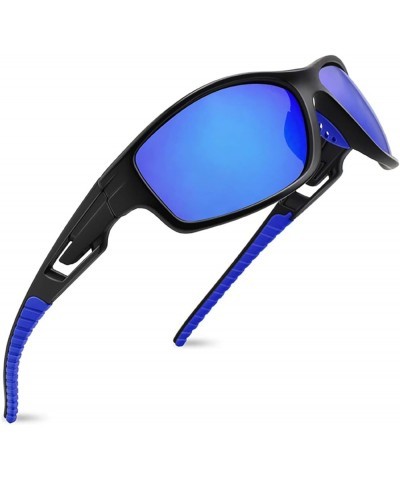 Polarized Sports Sunglasses for Men Women Tr90 Frame for Running Fishing Baseball Driving MJ8013 Black/Blue $8.80 Rectangular