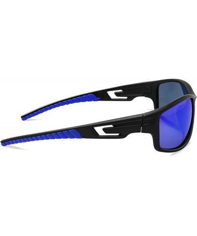 Polarized Sports Sunglasses for Men Women Tr90 Frame for Running Fishing Baseball Driving MJ8013 Black/Blue $8.80 Rectangular