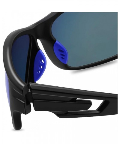 Polarized Sports Sunglasses for Men Women Tr90 Frame for Running Fishing Baseball Driving MJ8013 Black/Blue $8.80 Rectangular