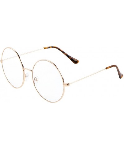 XL Round Oversized Eyeglasses/Clear Flat Lens Sunglasses Gold Frame Clear $8.93 Oversized