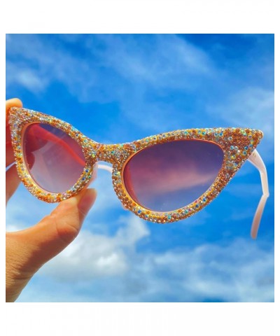 Women Oversized bling Diamond Sunglasses Fashion Cat Eye Rhinestone Sunglasses Crystal Jeweled Party Sparkling Eyewear 2pcs-b...