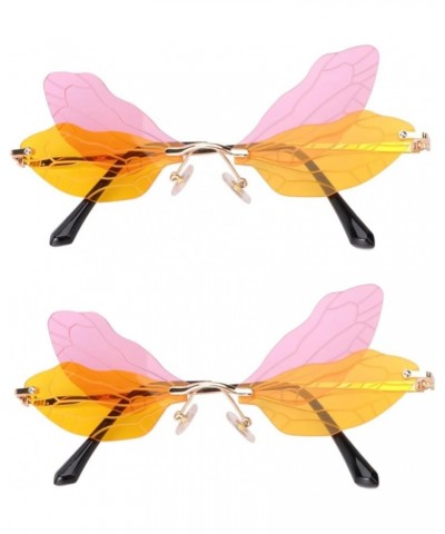 2 Pcs Sunglasses Fairy Wing Eyewear Accessories Rimless Glasses Dragonfly Eyewear Dragonfly Wing Glasses Pink Yellowx2pcs $9....