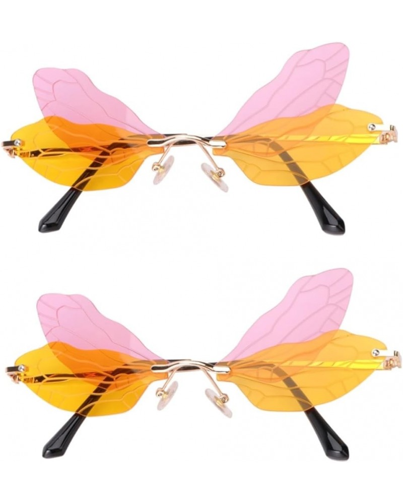 2 Pcs Sunglasses Fairy Wing Eyewear Accessories Rimless Glasses Dragonfly Eyewear Dragonfly Wing Glasses Pink Yellowx2pcs $9....