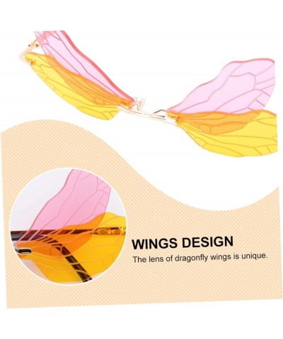 2 Pcs Sunglasses Fairy Wing Eyewear Accessories Rimless Glasses Dragonfly Eyewear Dragonfly Wing Glasses Pink Yellowx2pcs $9....