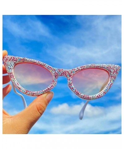 Women Oversized bling Diamond Sunglasses Fashion Cat Eye Rhinestone Sunglasses Crystal Jeweled Party Sparkling Eyewear 2pcs-b...