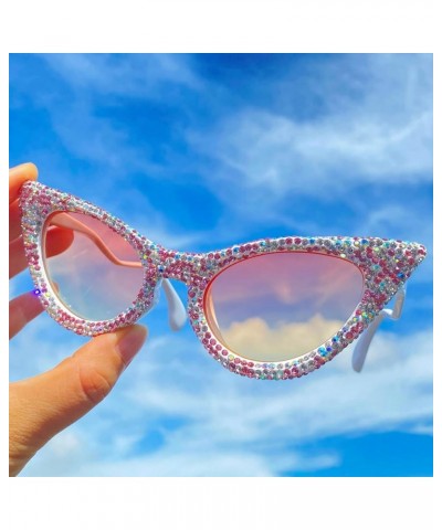 Women Oversized bling Diamond Sunglasses Fashion Cat Eye Rhinestone Sunglasses Crystal Jeweled Party Sparkling Eyewear 2pcs-b...