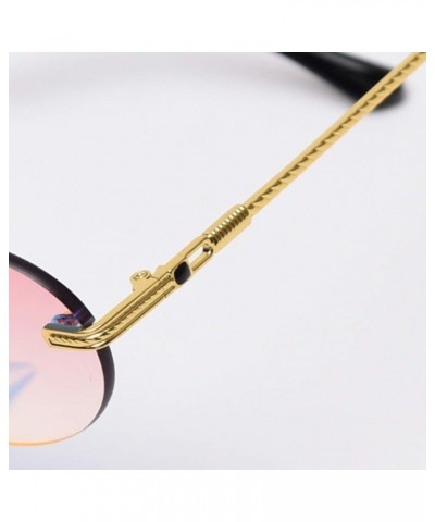 Retro Oval Sunglasses Rimless Man Blue Mirror Gold Metal Male Glasses Round Frameless Women Gold With Grey $10.28 Rimless