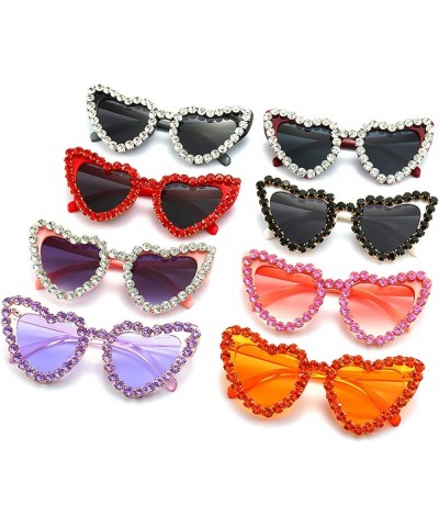 Oversized Heart Diamond Sunglasses for Women Cat Eye Bling Rhinestone Sunglasses Female Crystal Party Eyewear White&gray $10....