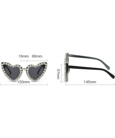 Oversized Heart Diamond Sunglasses for Women Cat Eye Bling Rhinestone Sunglasses Female Crystal Party Eyewear White&gray $10....