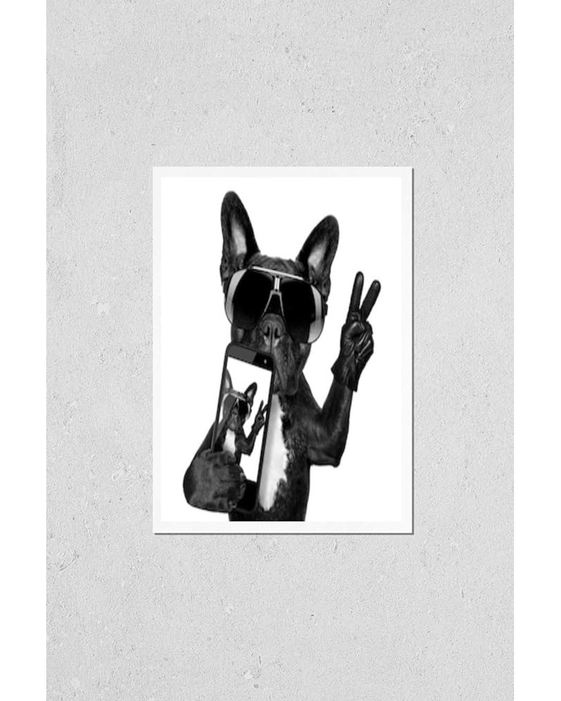 Wall Art Poster Print of French Bulldog Taking a Selfie with Cool Fancy Sunglasses 9" x 12 $10.36 Rectangular