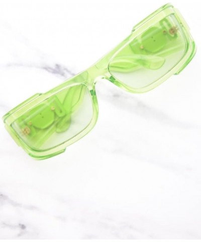 Man Sunglasses Transparent Green Frame, Green Lenses, 67MM $63.67 Designer