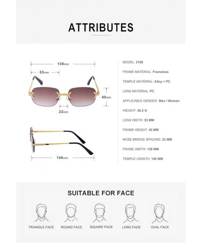 Frameless Punk Men and Women Sunglasses Outdoor Holiday Shade Decorative Glasses (Color : G, Size : Medium) Medium B $19.53 D...