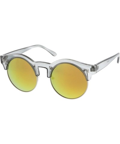 Modern Metal Trim Colored Mirror Round Flat Lens Half Frame Sunglasses 51mm Smoke-silver / Orange Mirror $8.79 Rimless