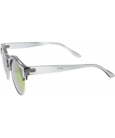 Modern Metal Trim Colored Mirror Round Flat Lens Half Frame Sunglasses 51mm Smoke-silver / Orange Mirror $8.79 Rimless