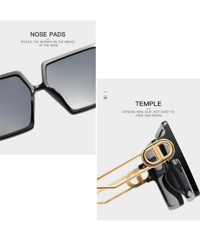 Women Personalized Sunglasses Trendy One-Piece Sunglasses Fashion Trend Metal Oversized square Glasses White $8.69 Oversized