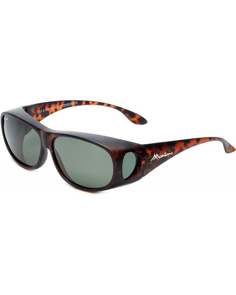 Montana Designer Polarized Fitover Sunglasses F03 63mm Matte Tortoise G15 Green $10.44 Rectangular