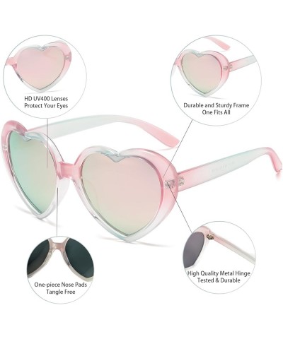 Polarized Large Heart Shaped Sunglasses Trendy Vintage Love Eyeglasses for Women Taylor Accessories Pink & Green / Mirror $10...