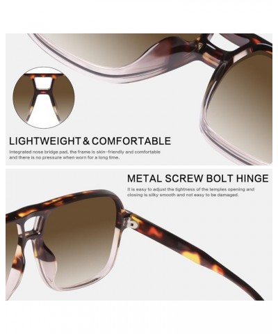 Retro Sunglasses for Women Men Oversized Trendy Square Frame Sun Glasses Shades 2pcs-black/Grey+tortoise Gradient Brown/Brown...