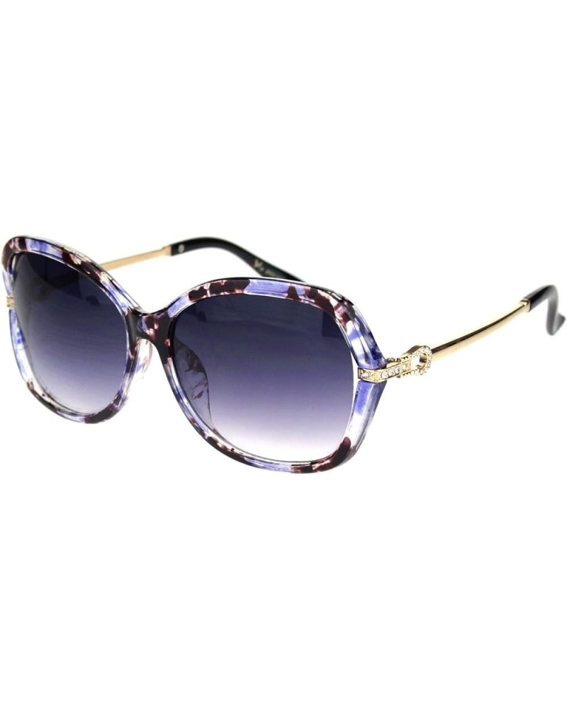 Rhinestone Iced Hinge Side Exposed Lens Plastic Butterfly Sunglasses Purple Brown Tortoise $9.15 Butterfly