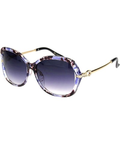 Rhinestone Iced Hinge Side Exposed Lens Plastic Butterfly Sunglasses Purple Brown Tortoise $9.15 Butterfly