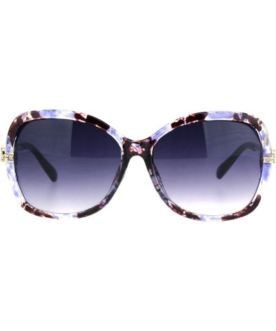 Rhinestone Iced Hinge Side Exposed Lens Plastic Butterfly Sunglasses Purple Brown Tortoise $9.15 Butterfly