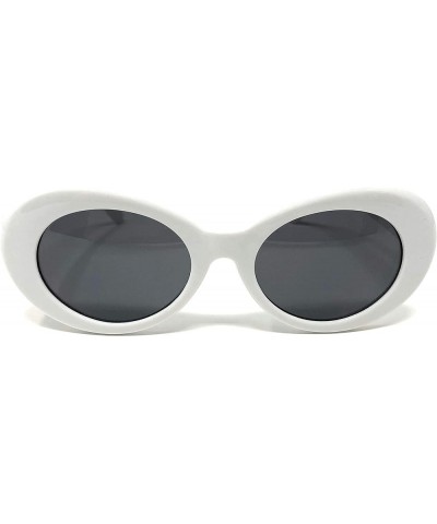 White Oval Round Sunglasses Thick Bold Clout Goggles Oval Mod Retro Vintage Kurt Cobain Inspired Sunglasses White $6.88 Goggle