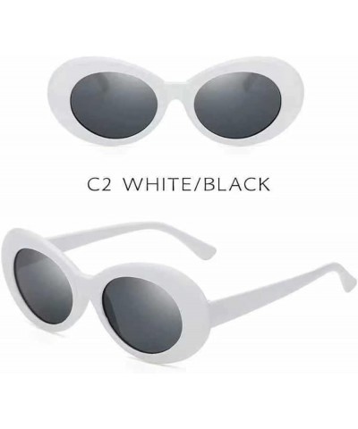 White Oval Round Sunglasses Thick Bold Clout Goggles Oval Mod Retro Vintage Kurt Cobain Inspired Sunglasses White $6.88 Goggle