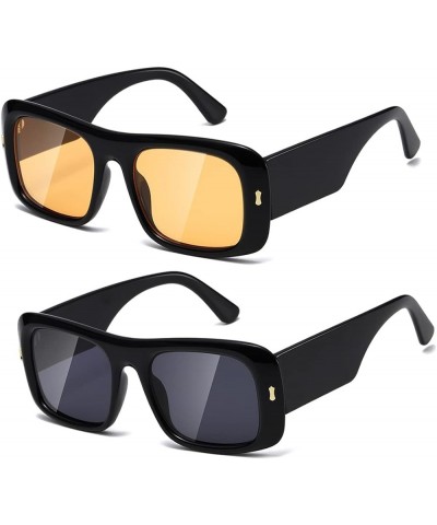 Y2K Sunglasses for Women Men Fashion Visor Sun Glasses Stylish Square Designer Shades Yellow - Black $12.87 Square